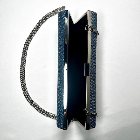 ✨ Blue Metallic Crossbody Clutch with Chain Strap – Elegant Formal Evening Bag ✨ - Picture 6 of 6